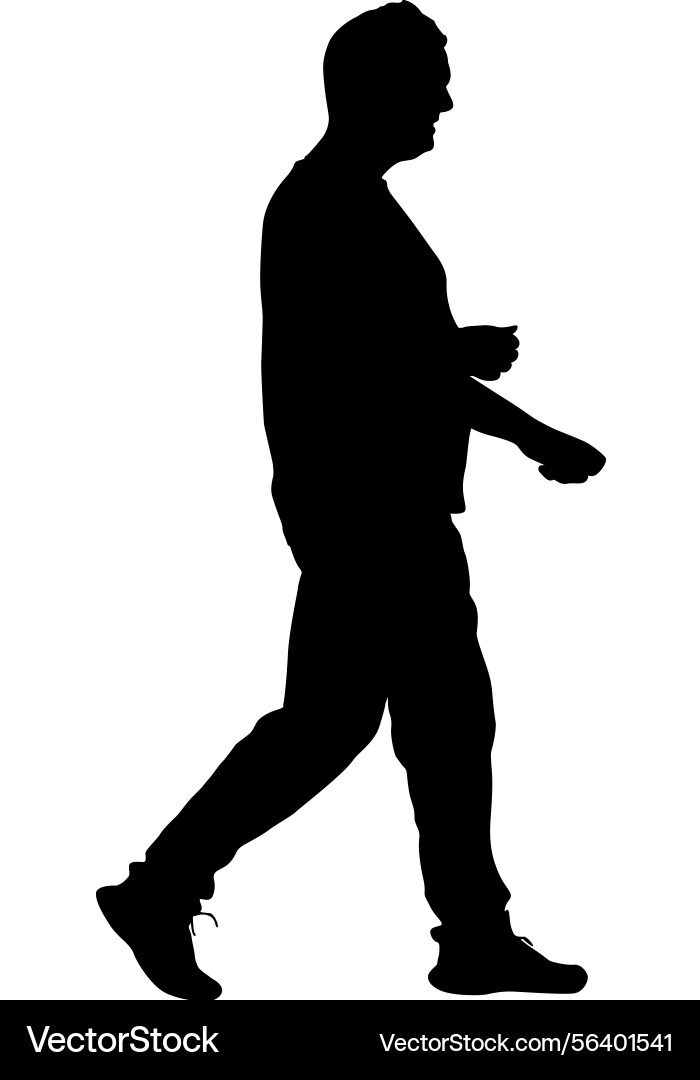 Man walking forward isolated silhouette front view Vector Image