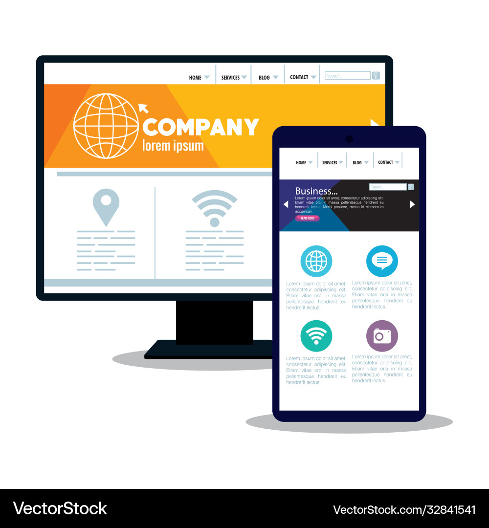 Mockup responsive web concept website development Mockup responsive web concept website development vector image