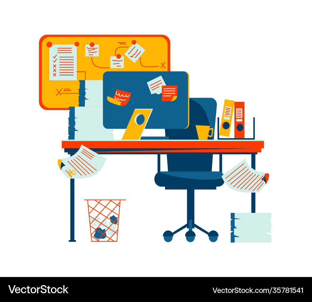 Office interior workplace isolated on white Office interior workplace isolated on white vector image