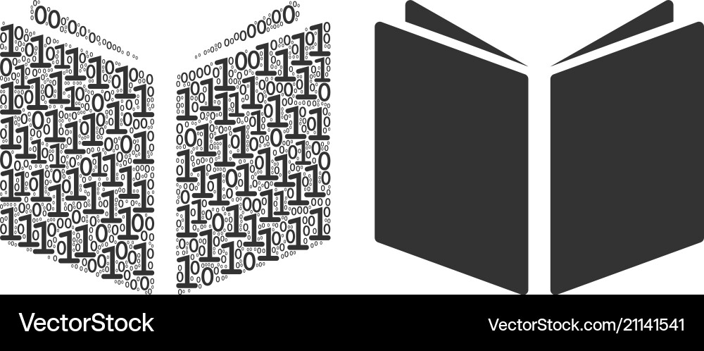 Open book Mosaik von binären Ziffern Open book Mosaik von binären Ziffern vektorbild