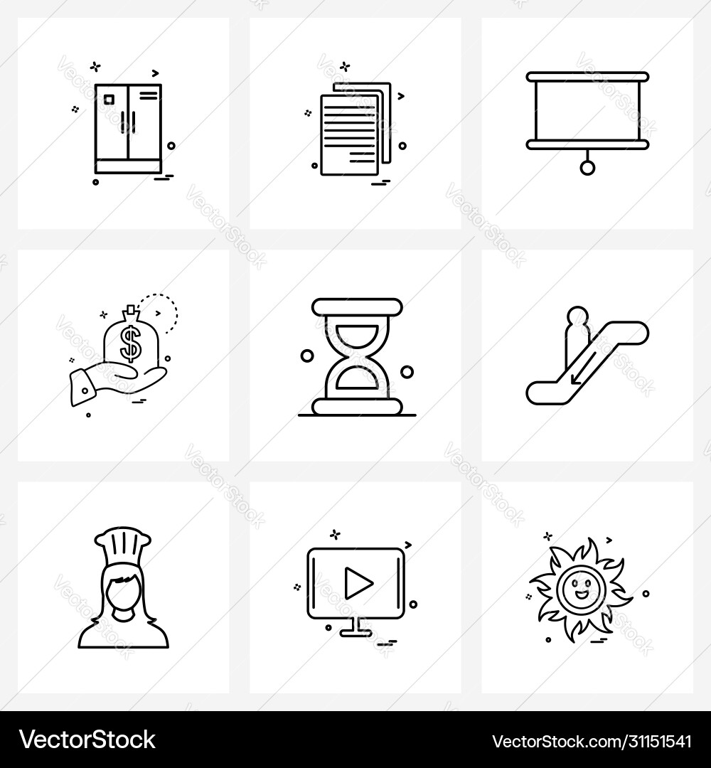 Pixel perfect set 9 line icons such as timer vector image