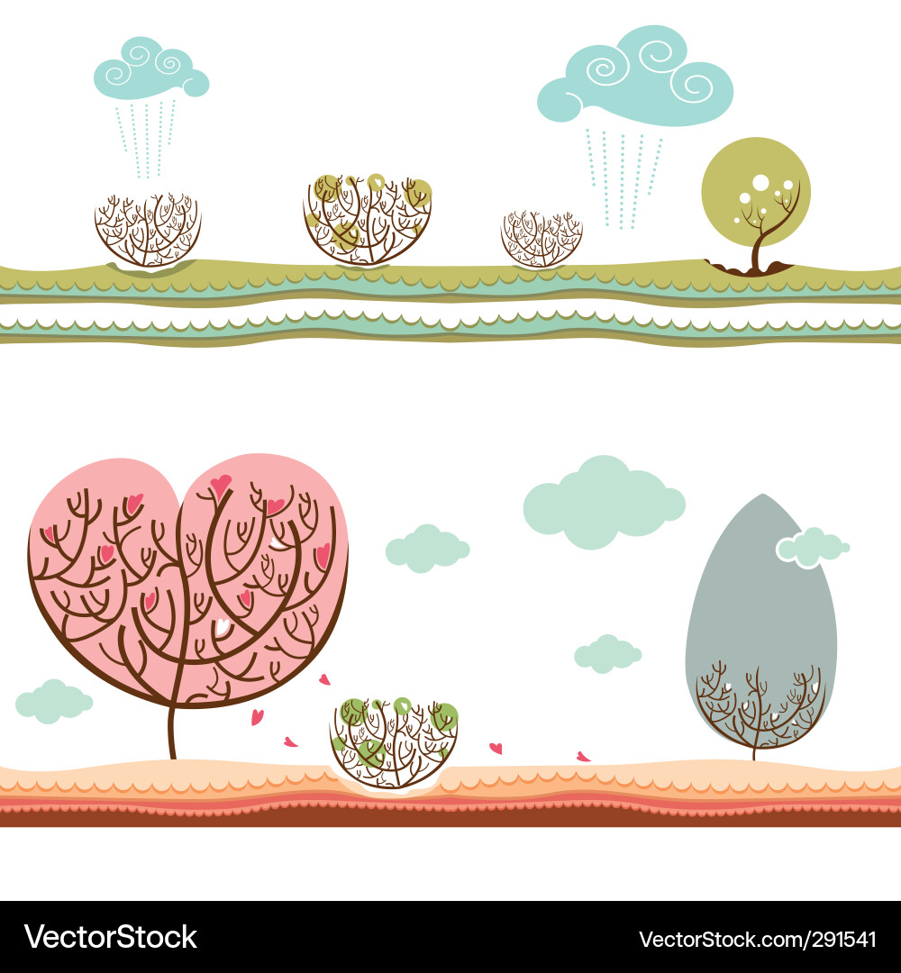 Seasonal Autumn & Winter Landscape Vector Image