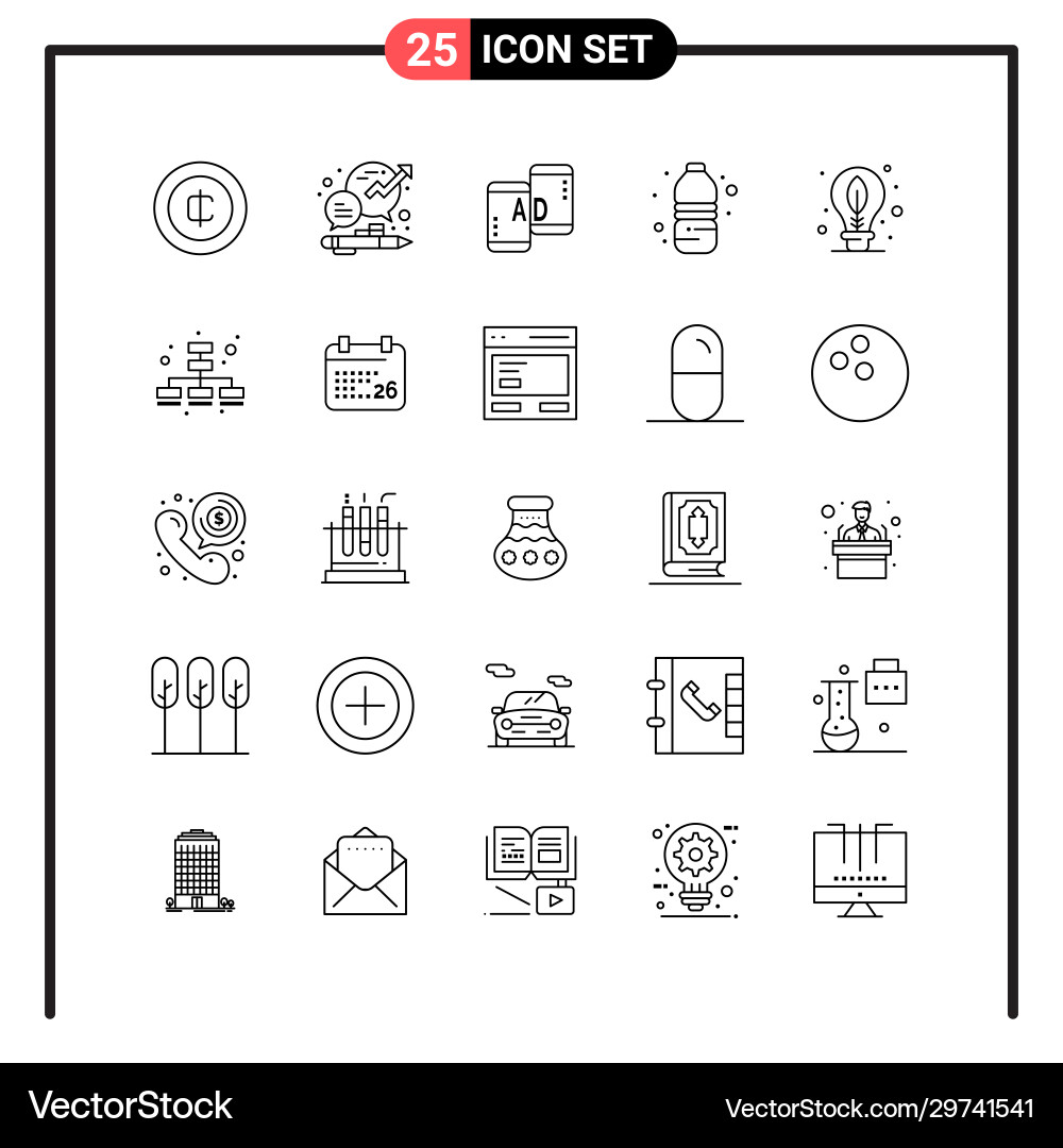 Set 25 line style icons for web and mobile Vector Image