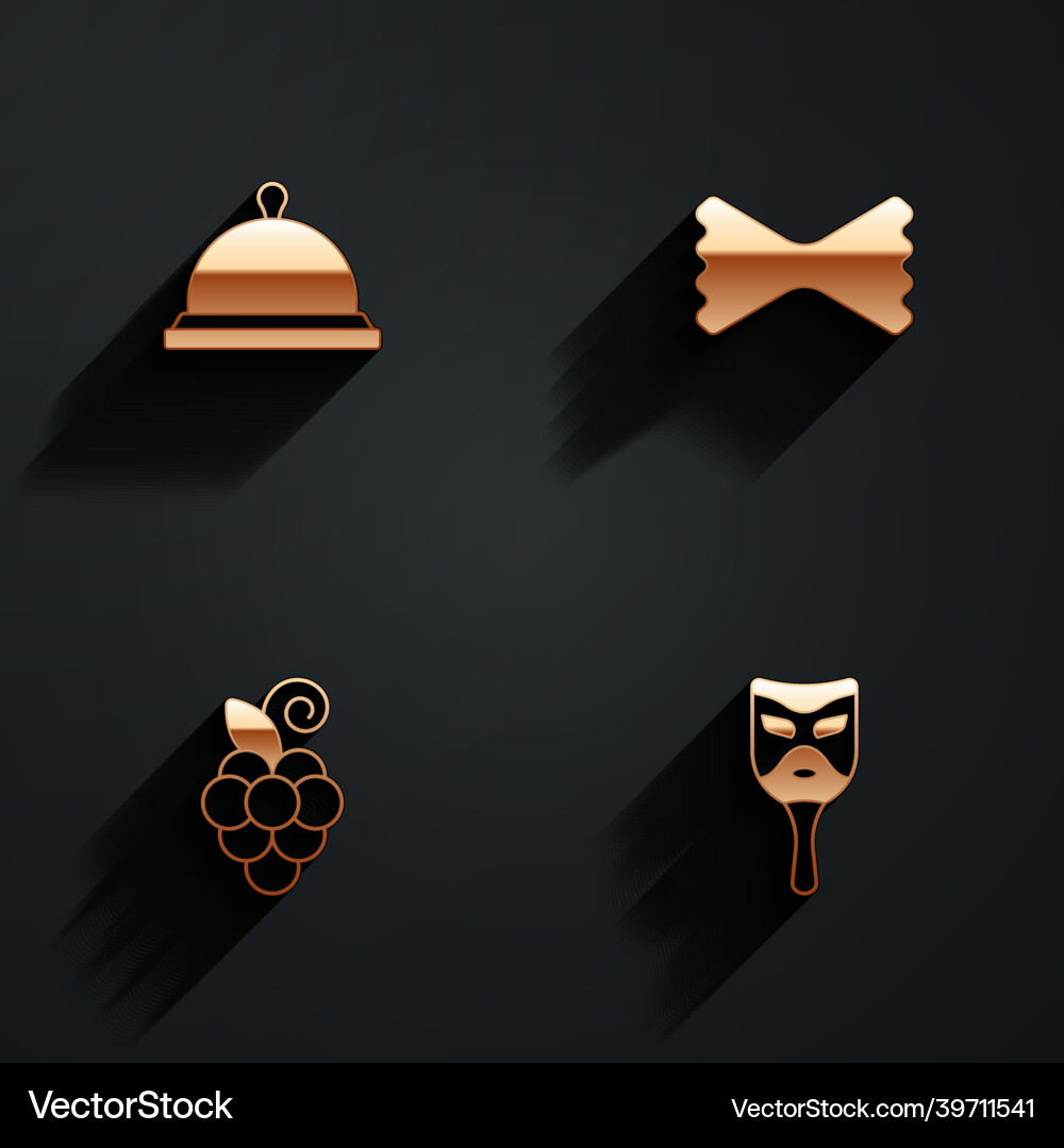 Set covered with tray of food macaroni grape Vector Image
