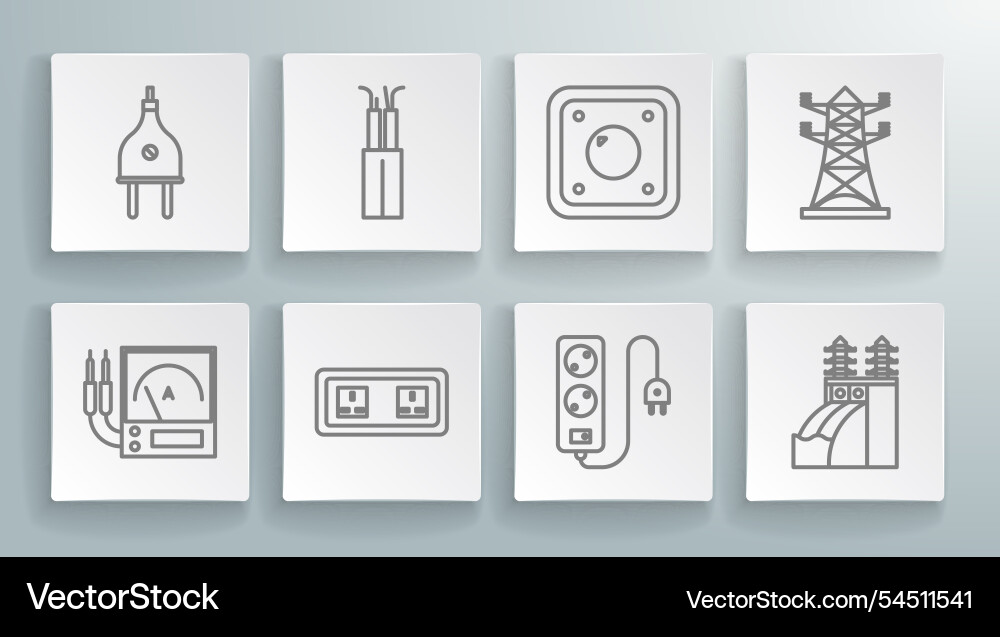 Set line ampere meter multimeter voltmeter Set line ampere meter multimeter voltmeter Vector Image
