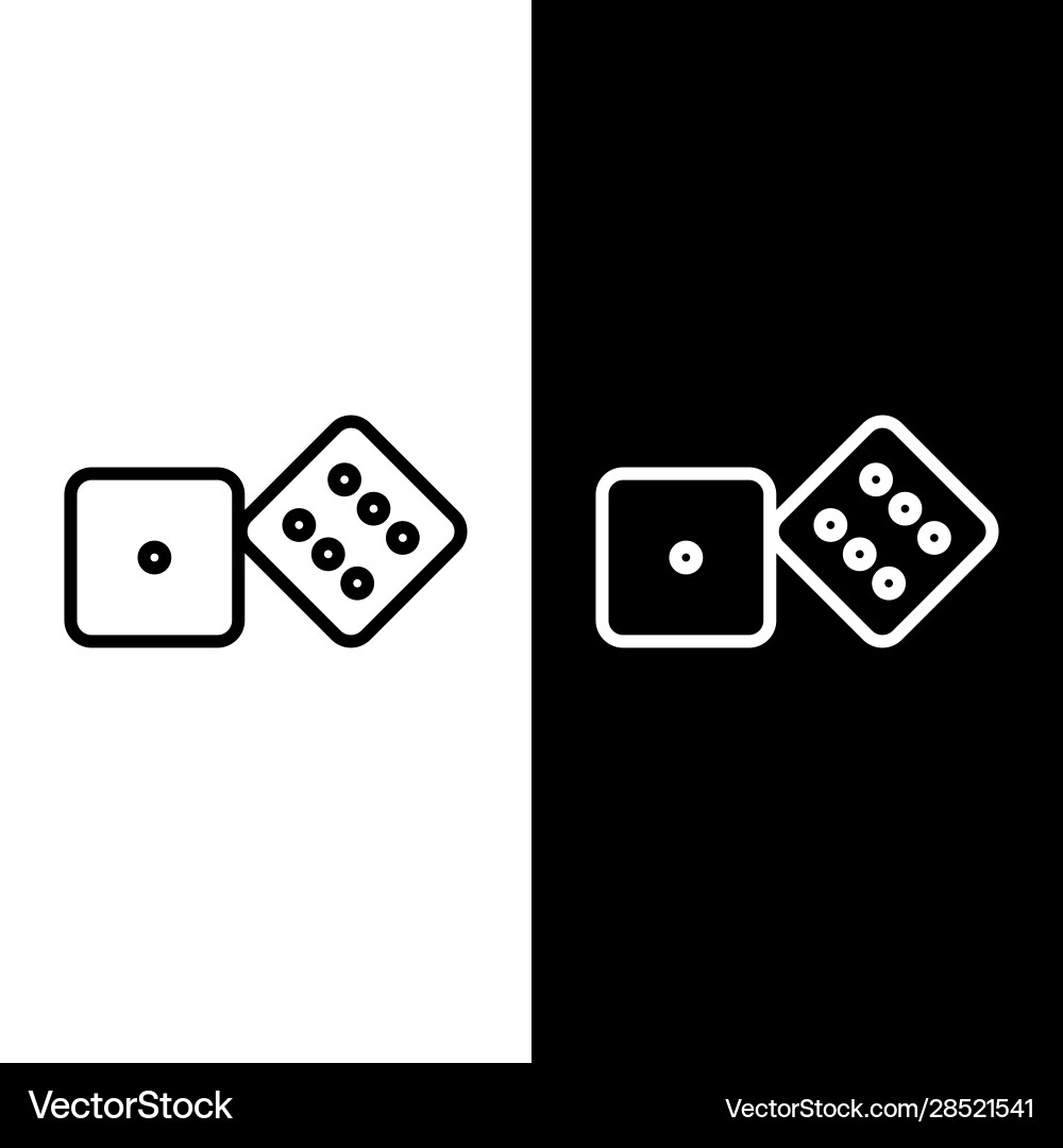 Set line game dice icon isolated on black Set line game dice icon isolated on black vector image