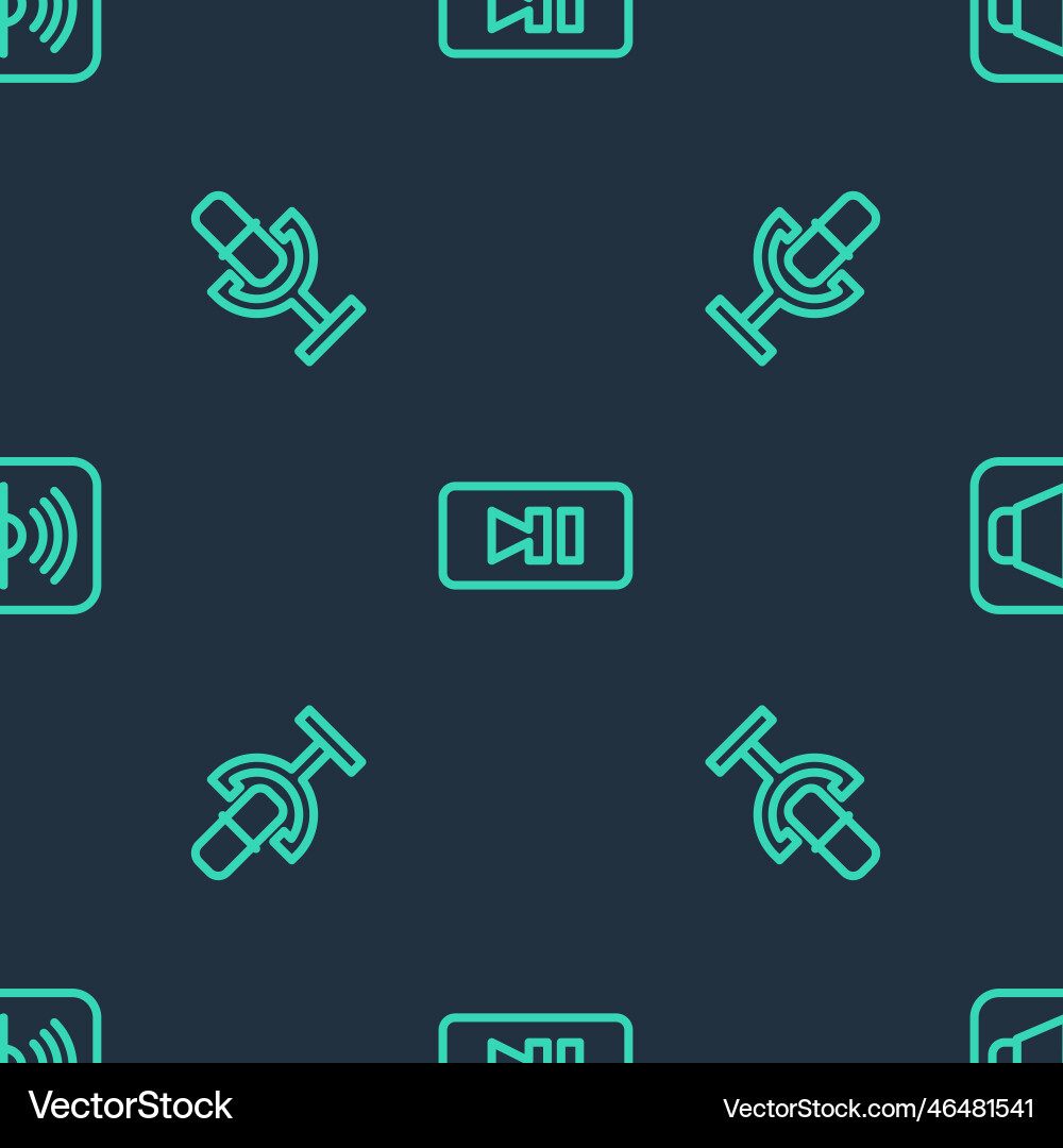 Set line pause button microphone and speaker Set line pause button microphone and speaker Vector Image