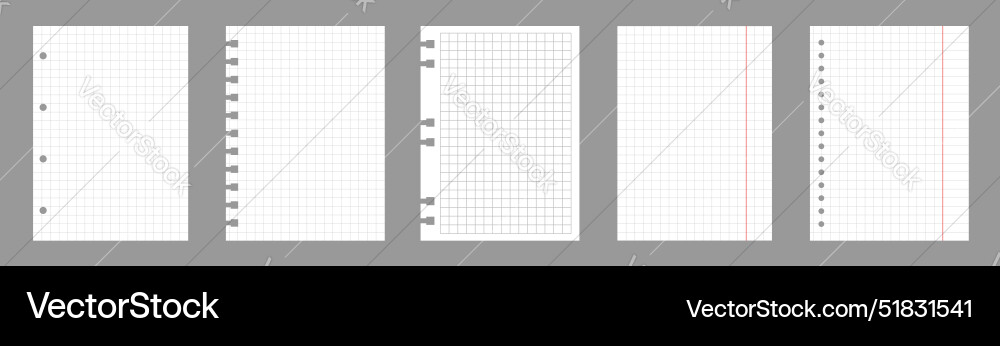 Set of notebook sheets isolated on gray background Vector Image