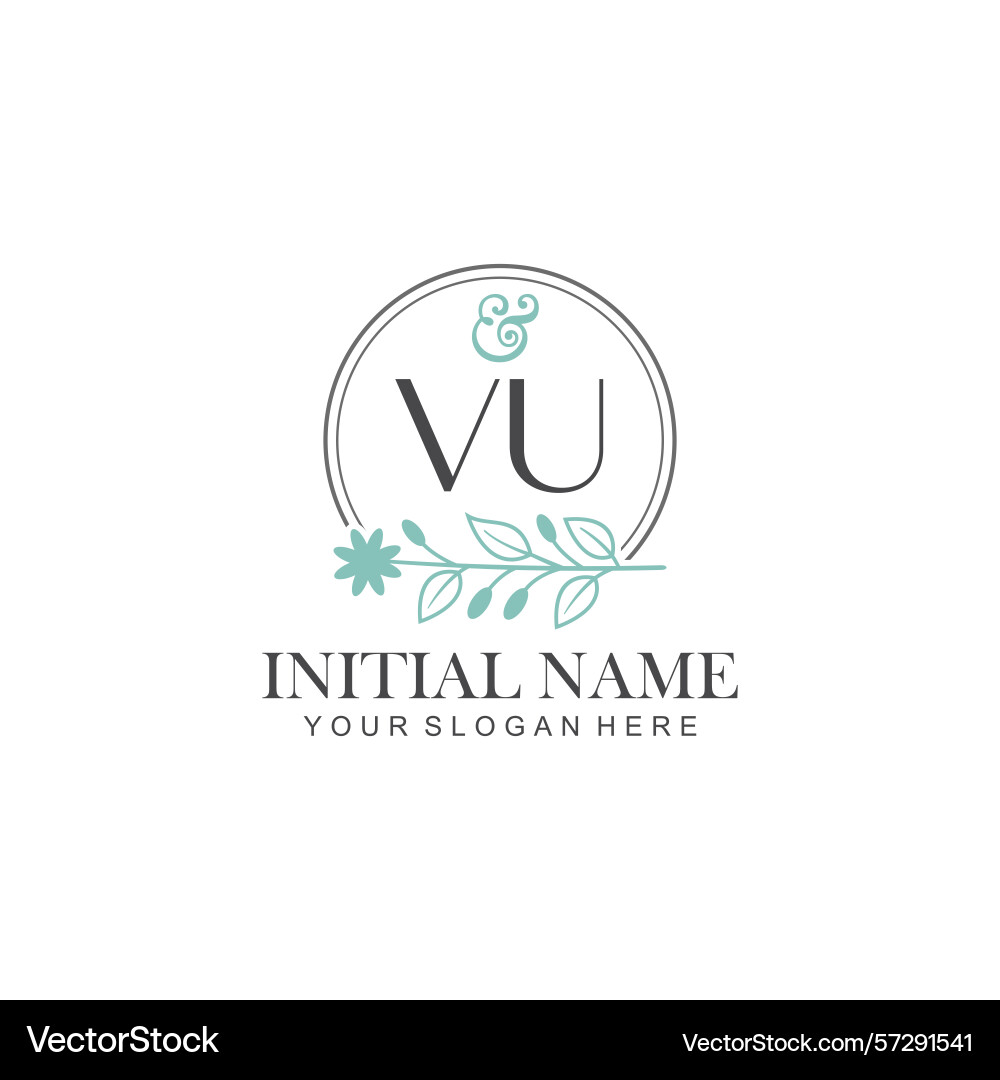 Vu initial logo templates with botanical elements Vector Image