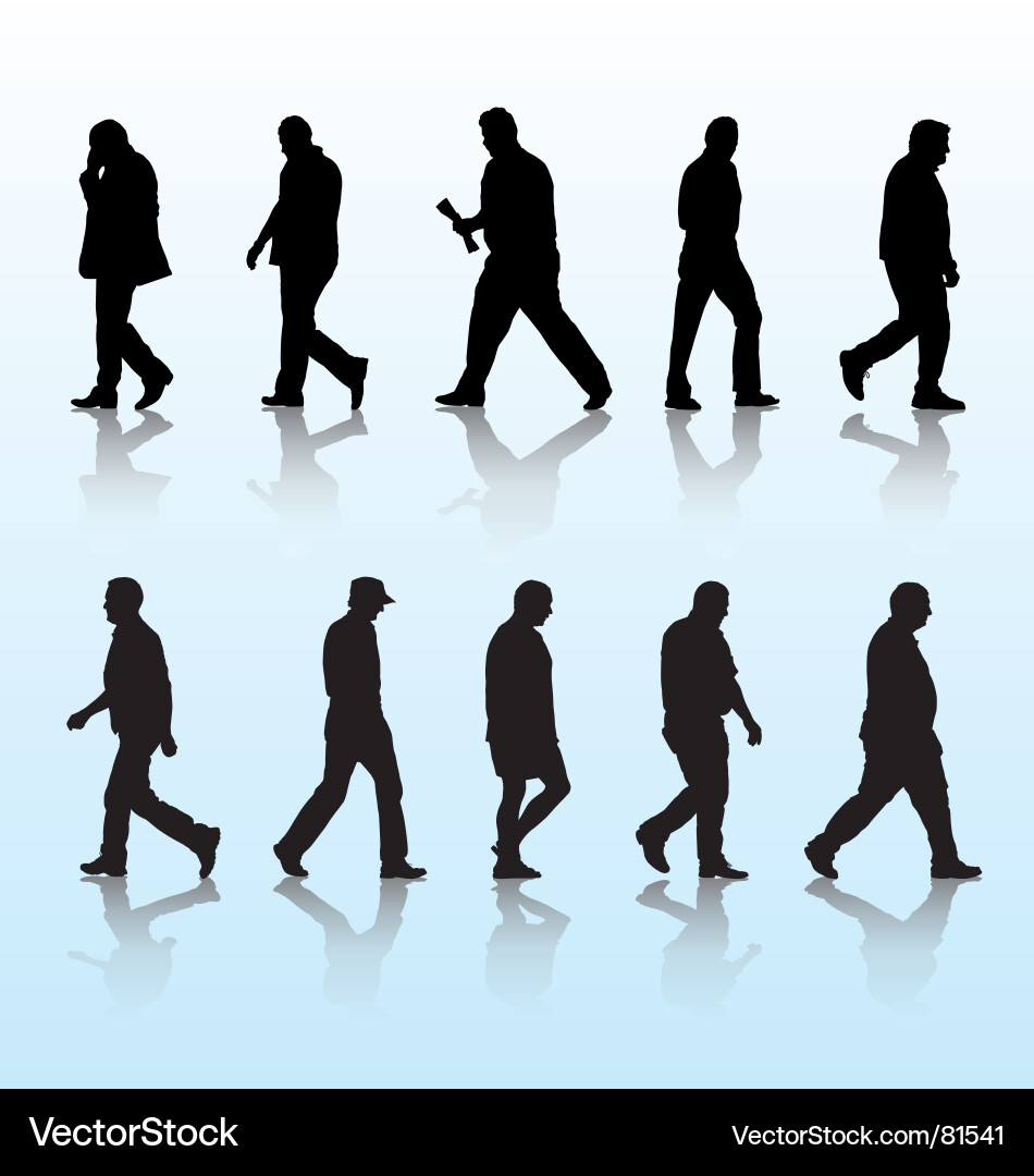 Walking Figures Silhouette vector image
