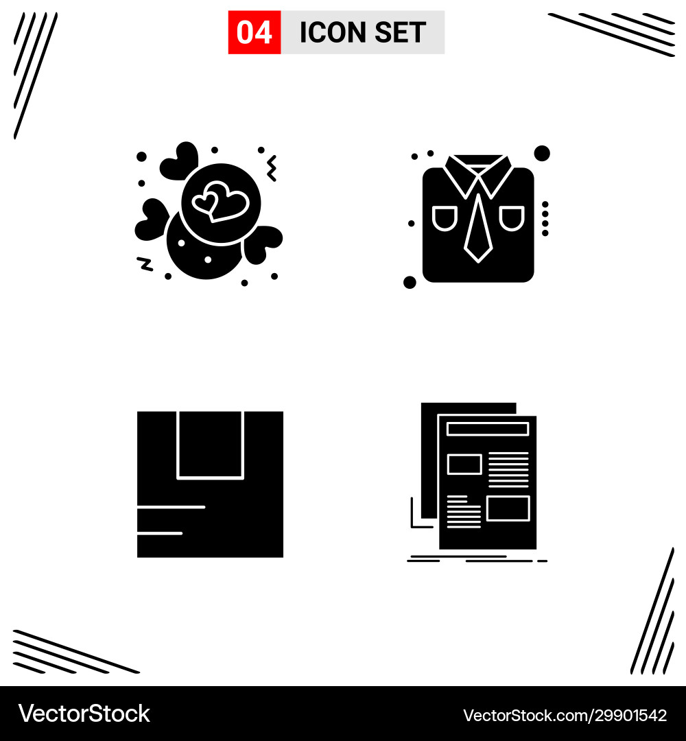 4 icons solid style grid based creative glyph Vector Image