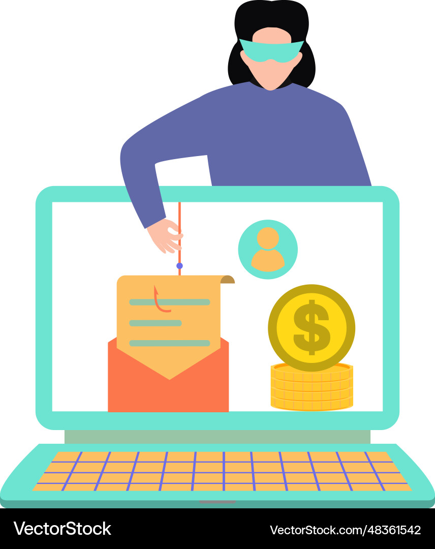 A hacker is stealing data vector image