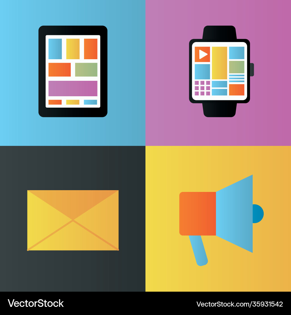 Bundle four web design set icons Vector Image
