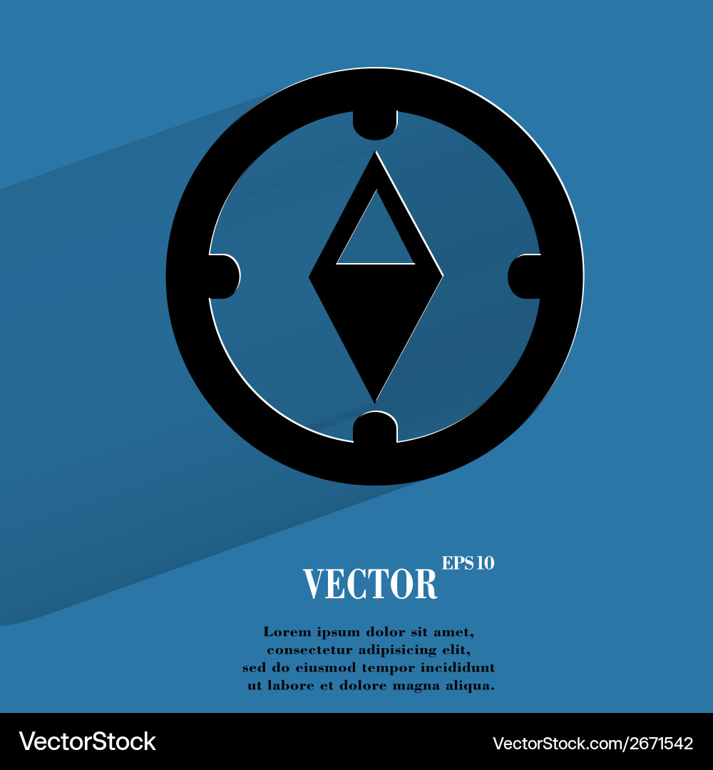 Compass flat modern web button with long shadow Vector Image