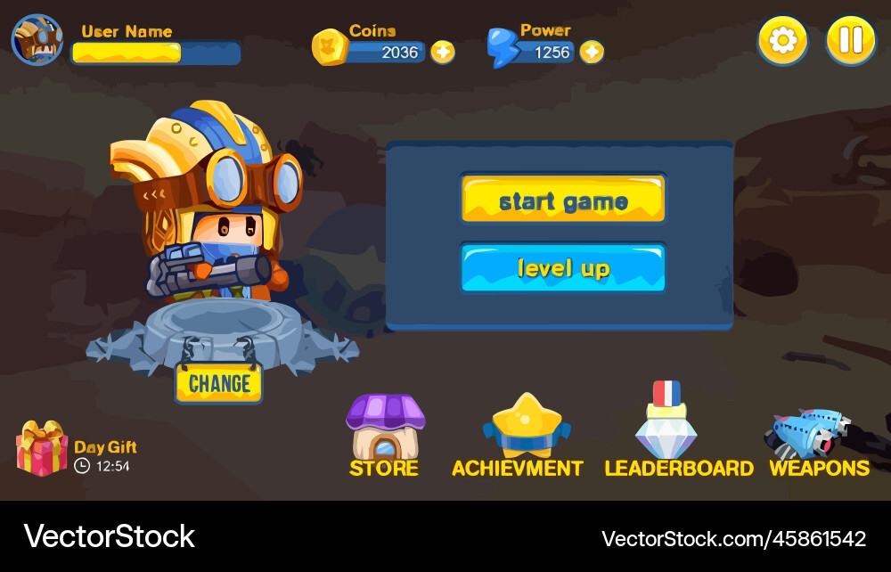 Complete set of level button game ui pop-up icon Vector Image