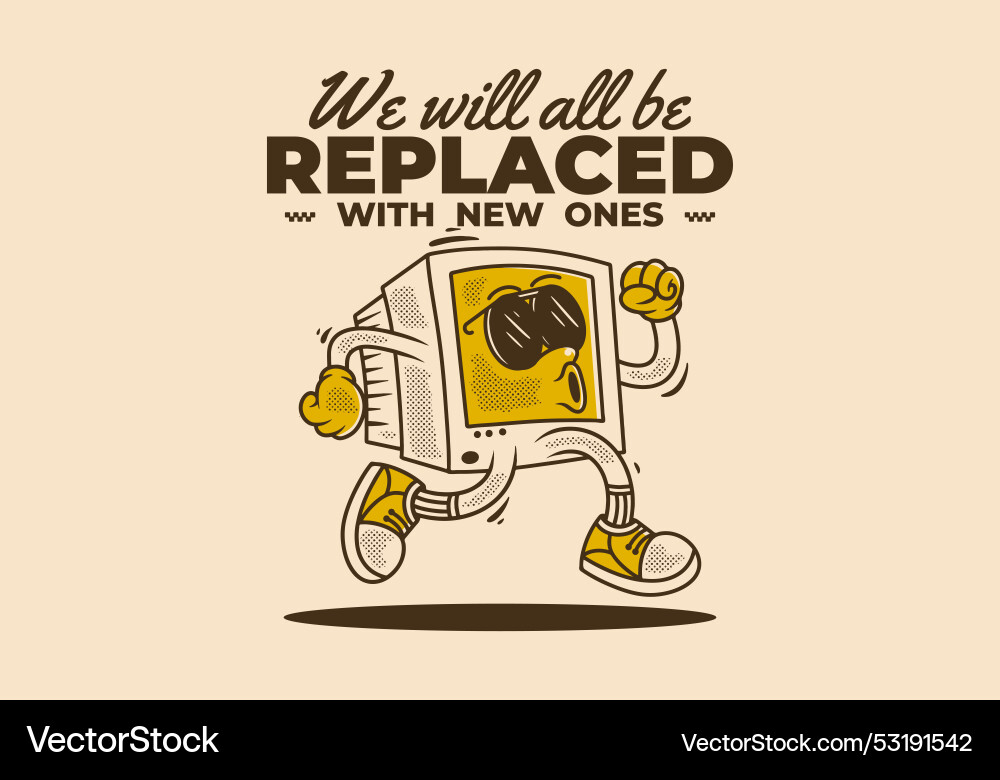 Computer monitor character design in running pose Computer monitor character design in running pose vector image