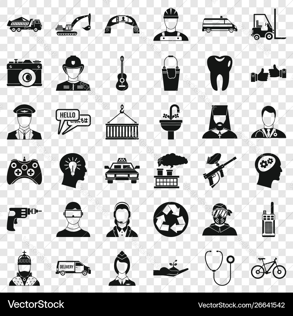 Factory icons set simple style Factory icons set simple style vector image