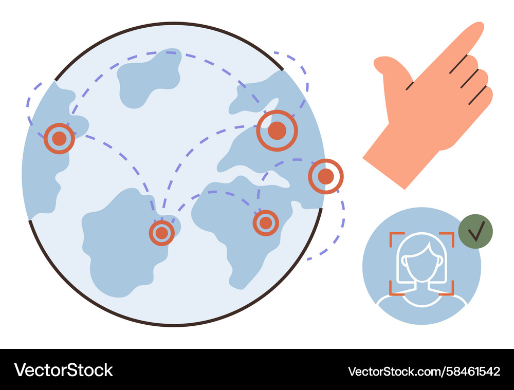 Global Connection & Biometric Verification Vector Image