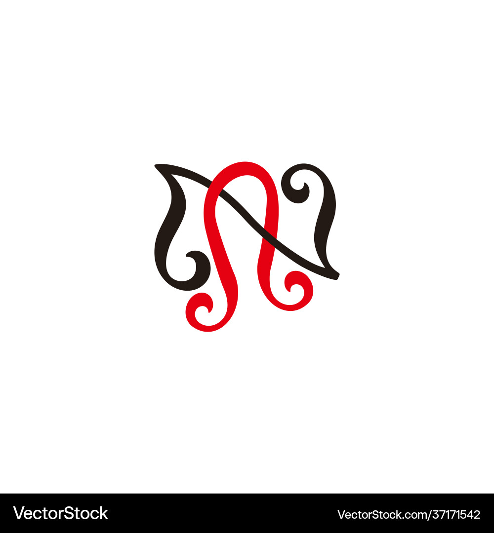 Letter nn simple linked colorful curves line Letter nn simple linked colorful curves line vector image