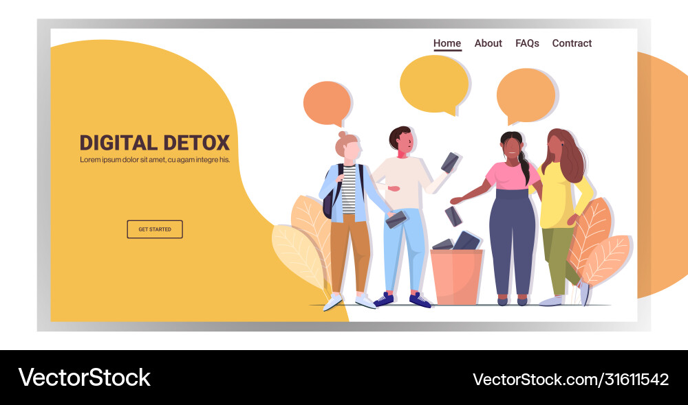 Menschen wegwerfen Gadgets in urn digital detox Menschen wegwerfen Gadgets in urn digital detox vektorbild