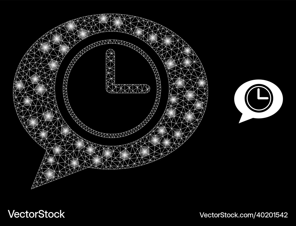 Mesh net clock message balloon with bright Mesh net clock message balloon with bright vector image