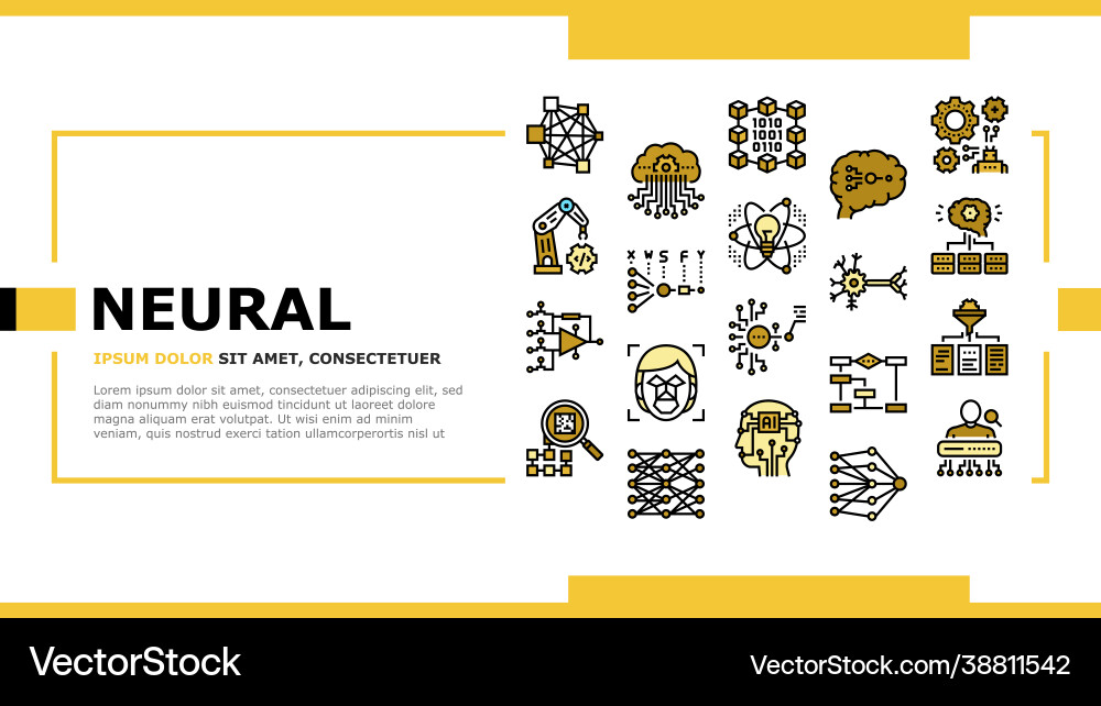 Neural network and ai landing header Neural network and ai landing header vector image