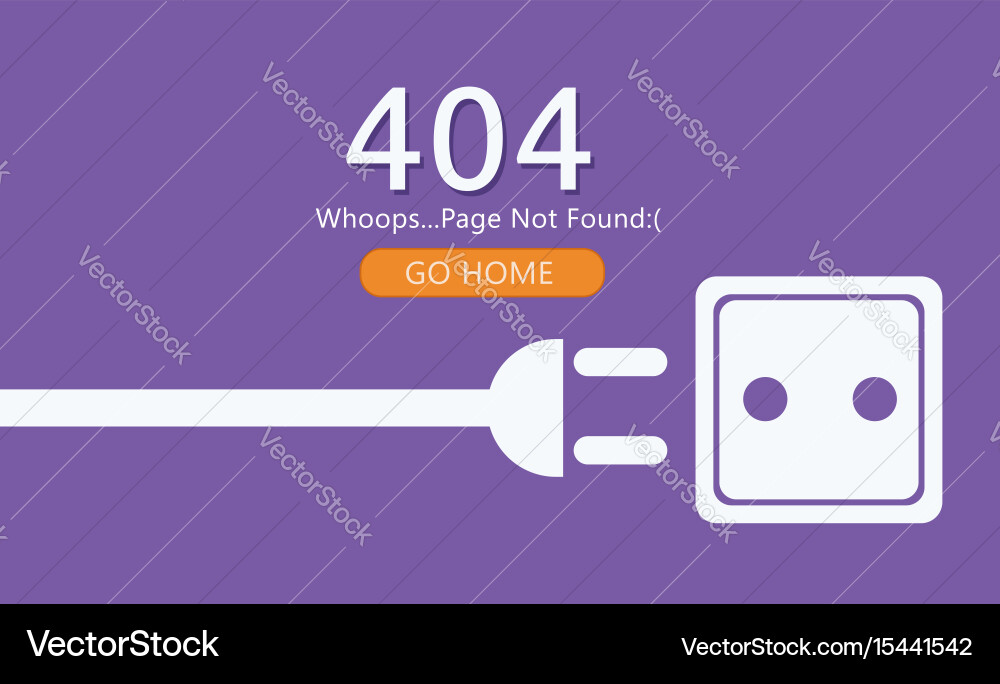 Page 404 not found wire with socket Vector Image