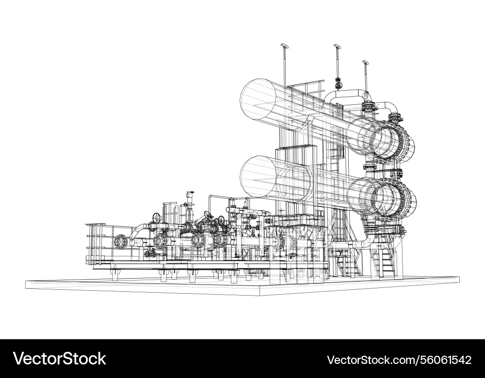 Petroleum heater exchanger rendering of 3d Petroleum heater exchanger rendering of 3d vector image