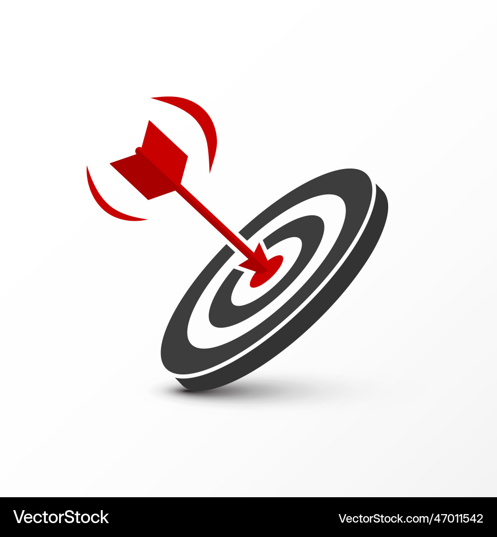 Red dart - arrow in target isolated on white Red dart - arrow in target isolated on white vector image