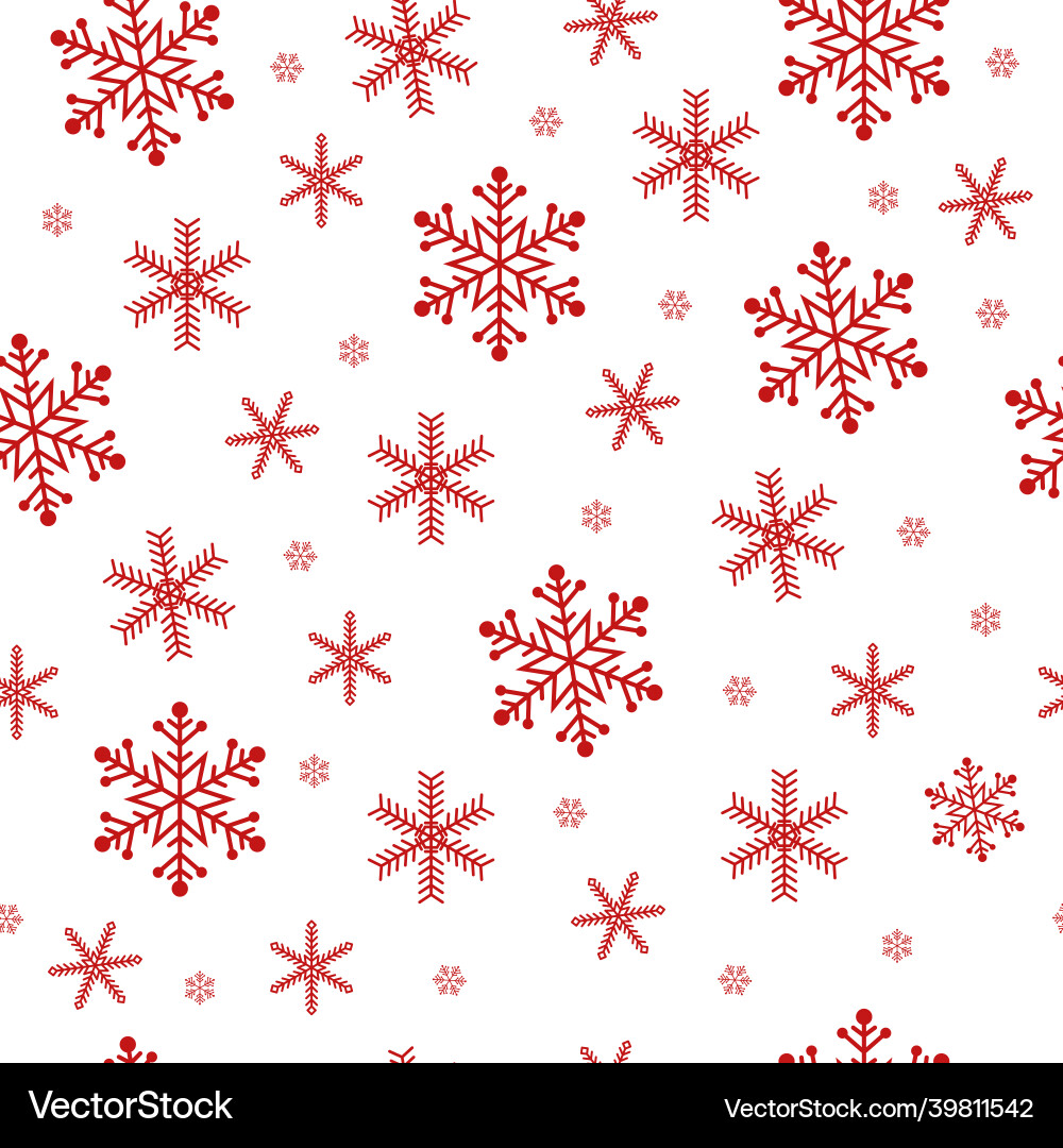 Red snowflake pattern on white background Vector Image