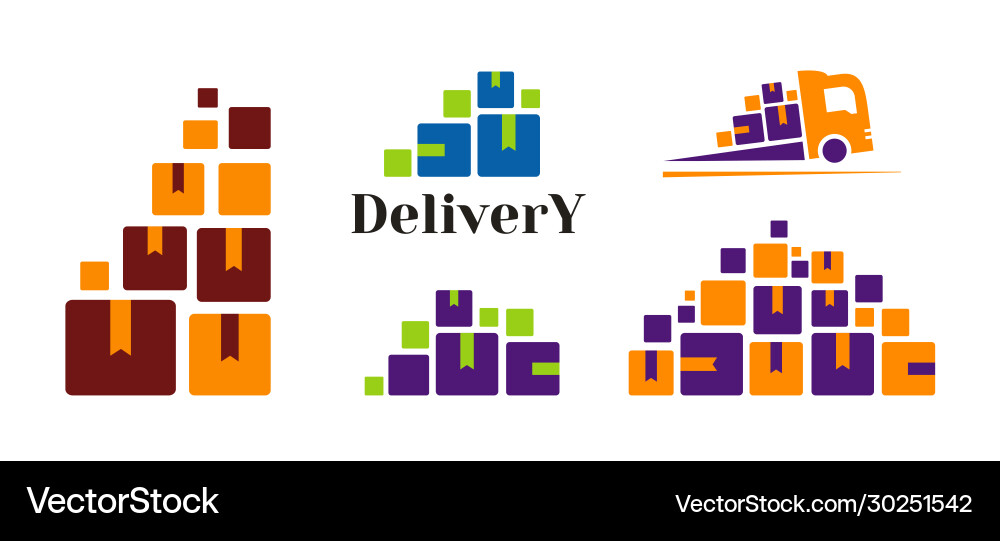 Set icons with color boxes for moving Set icons with color boxes for moving Vector Image