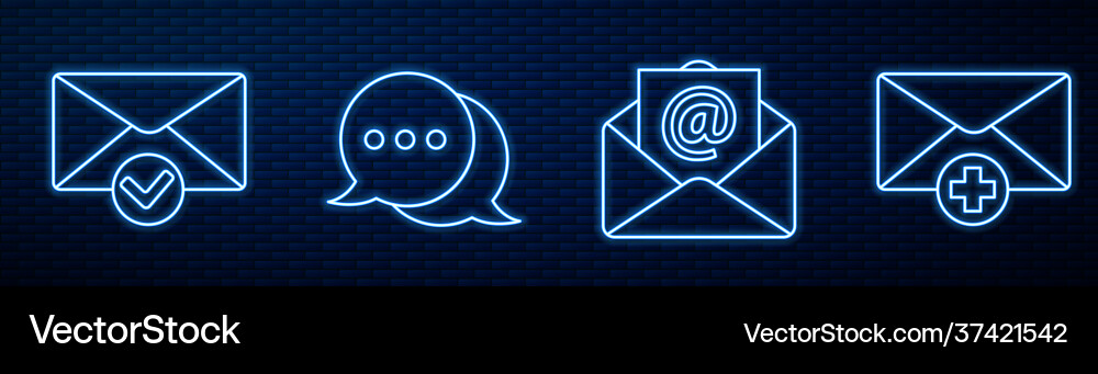 Set line mail and e-mail envelope check mark Set line mail and e-mail envelope check mark vector image