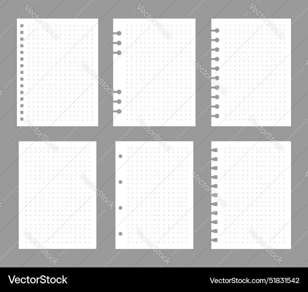 Set of notebook sheets isolated on gray background Set of notebook sheets isolated on gray background vector image