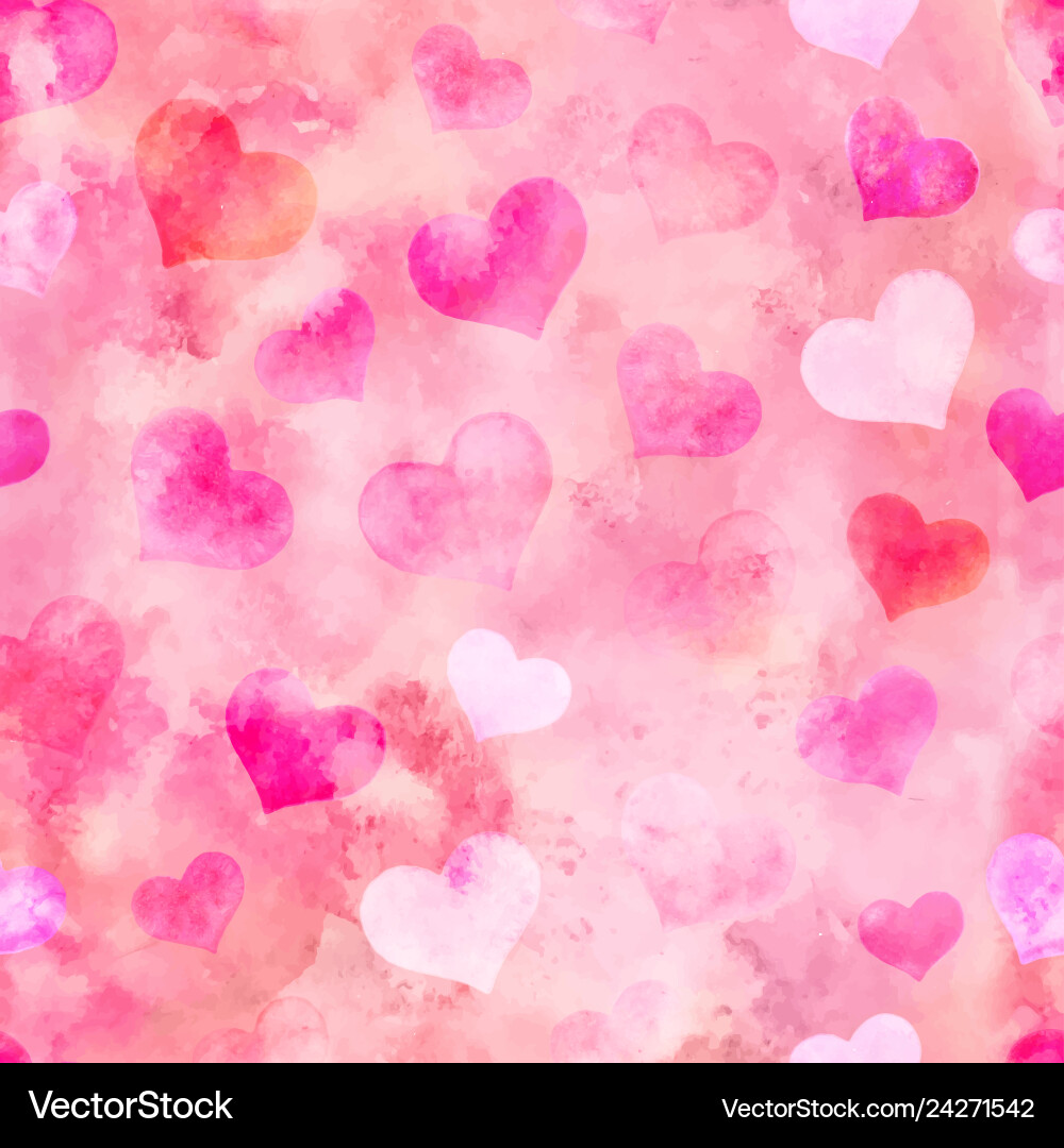 Watercolor Heart Pattern - Valentine's Day vector image