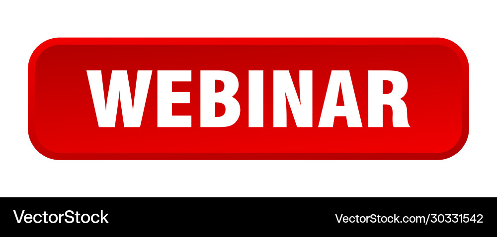 Webinar button square 3d push Vector Image