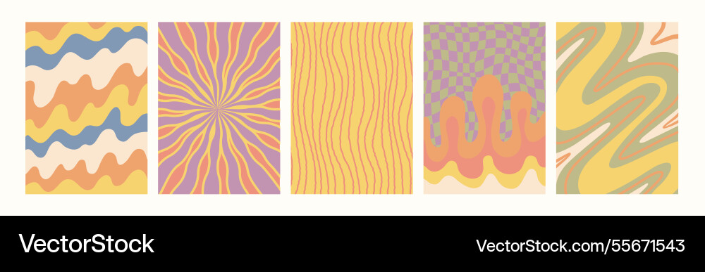 Abstract psychedelic retro pattern set groovy Abstract psychedelic retro pattern set groovy Vector Image