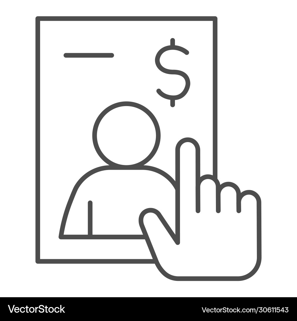 Application form with photo thin line icon Application form with photo thin line icon vector image