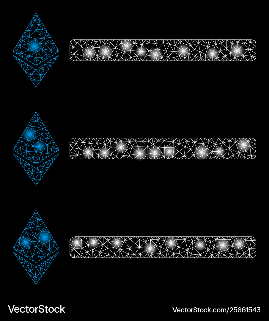 Bright mesh 2d ethereum list with flare spots Bright mesh 2d ethereum list with flare spots vector image