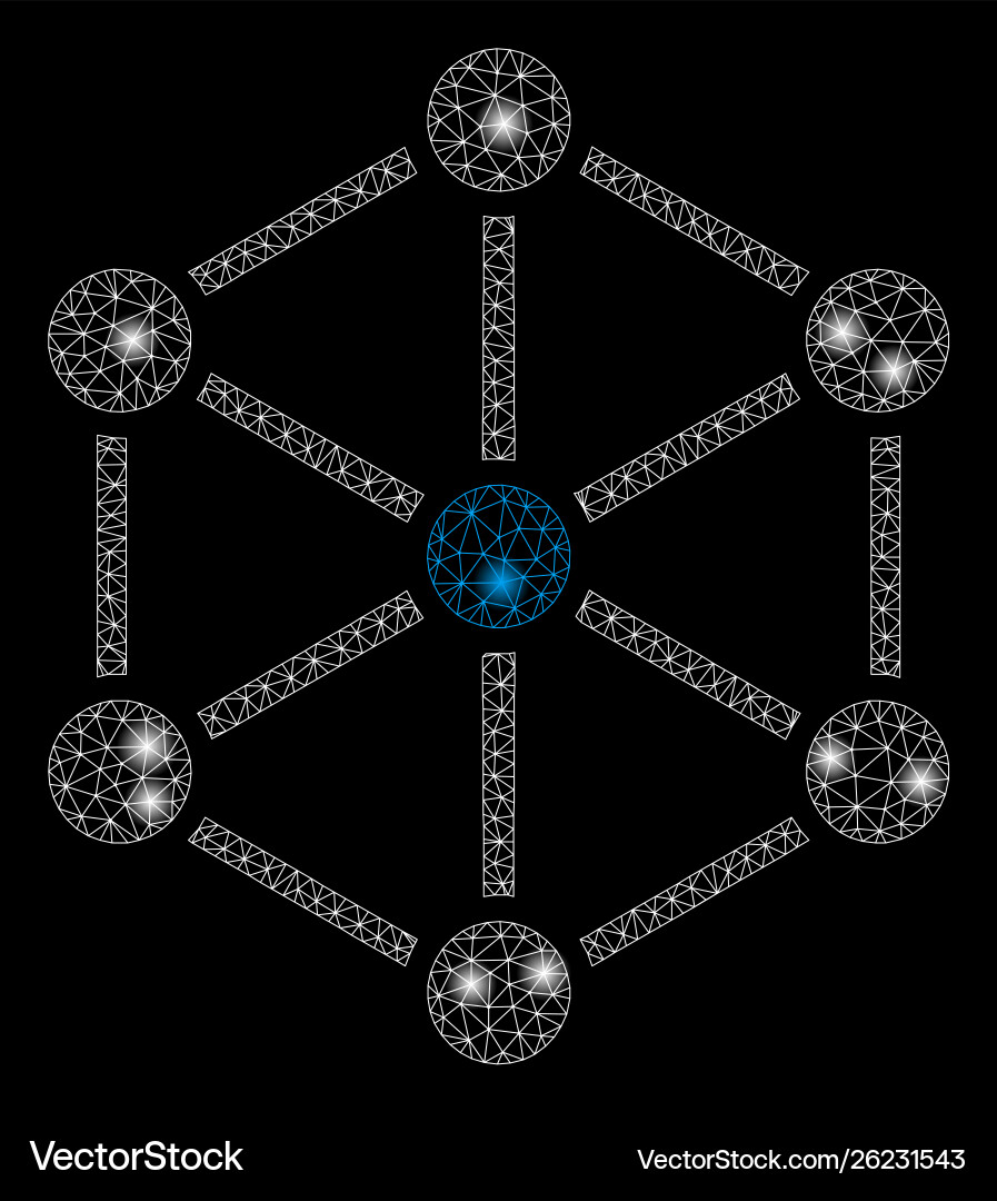 Bright mesh network structure with flare spots Bright mesh network structure with flare spots vector image