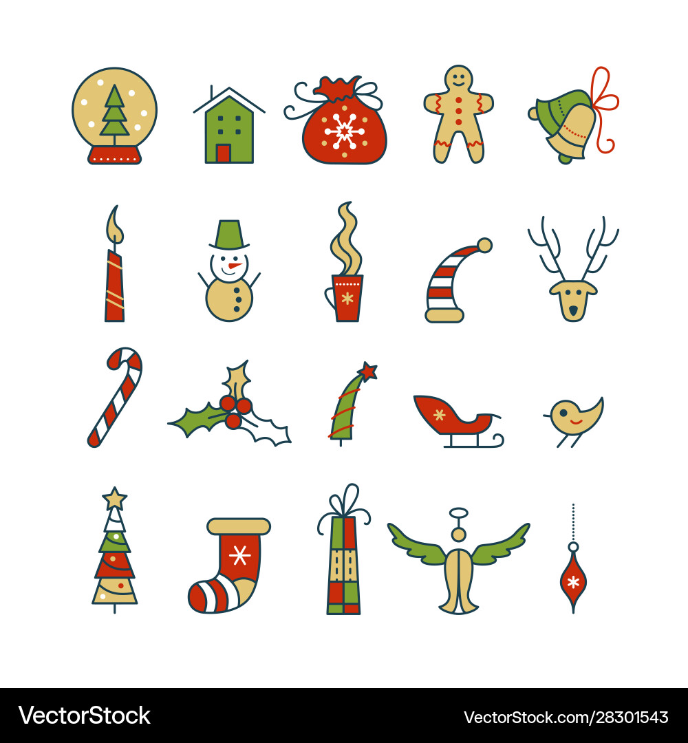 Christmas Festive Icons Set Vector Image