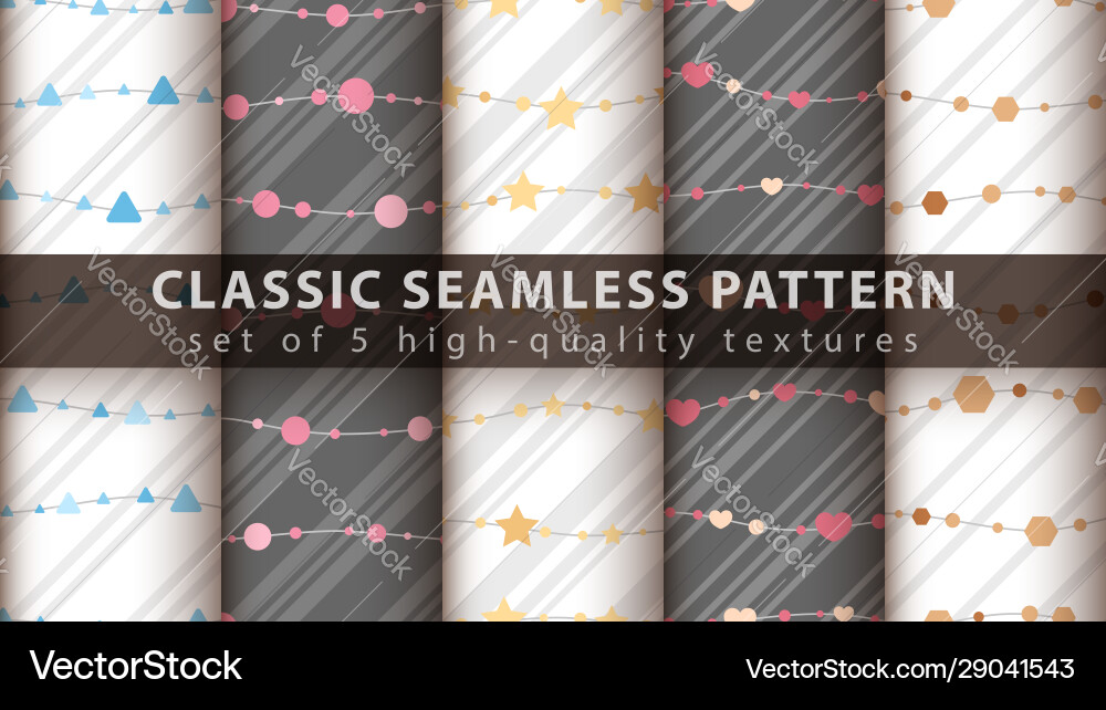 Classic seamless pattern - set five items vector image