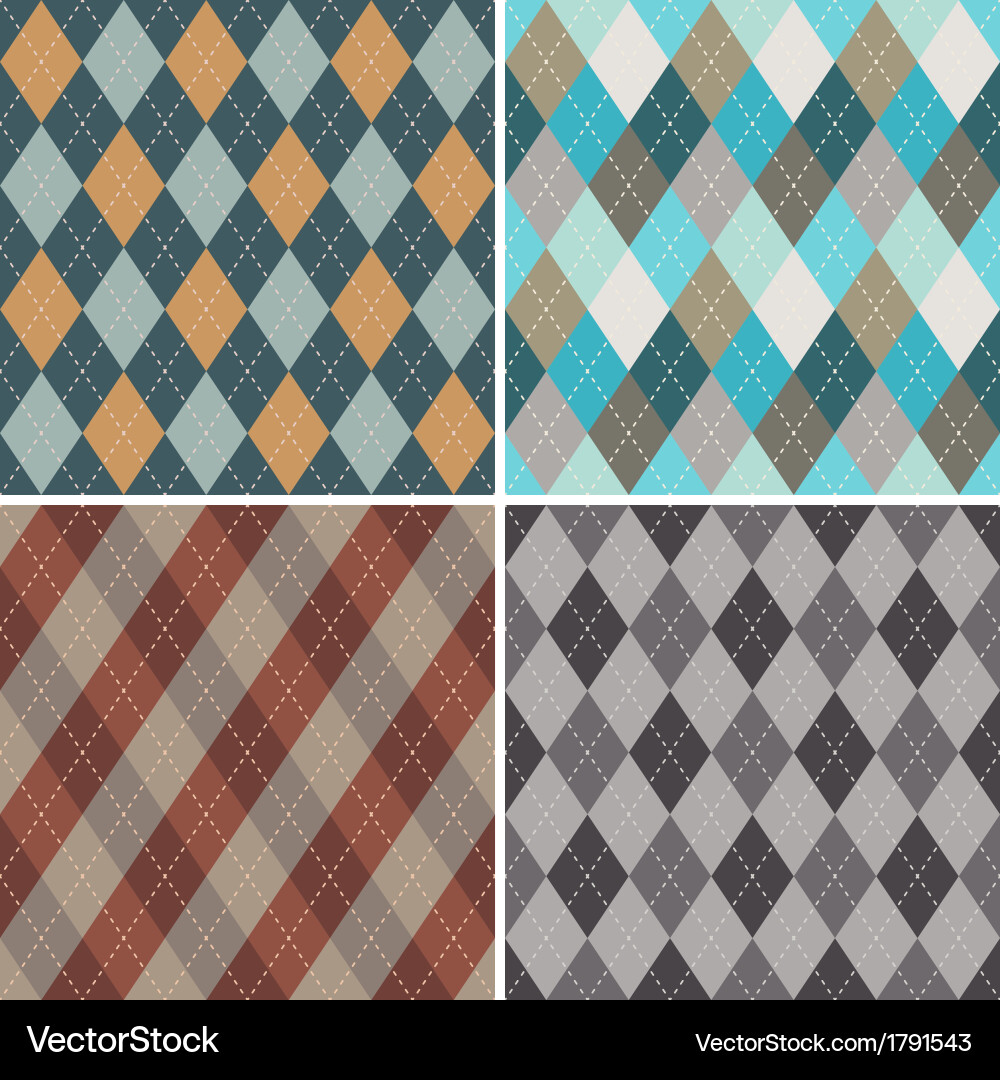 Diamond Argyle Pattern Set vector image