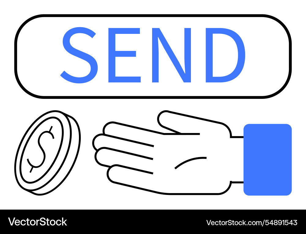 Digital transaction interface with hand coin Digital transaction interface with hand coin vector image