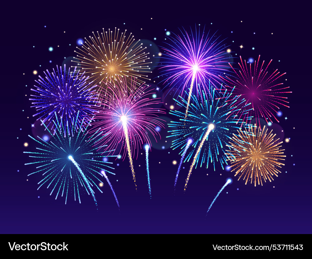 Fireworks Exploding Graphics Exploding Fireworks Night Sky Royalty Free Vector Image