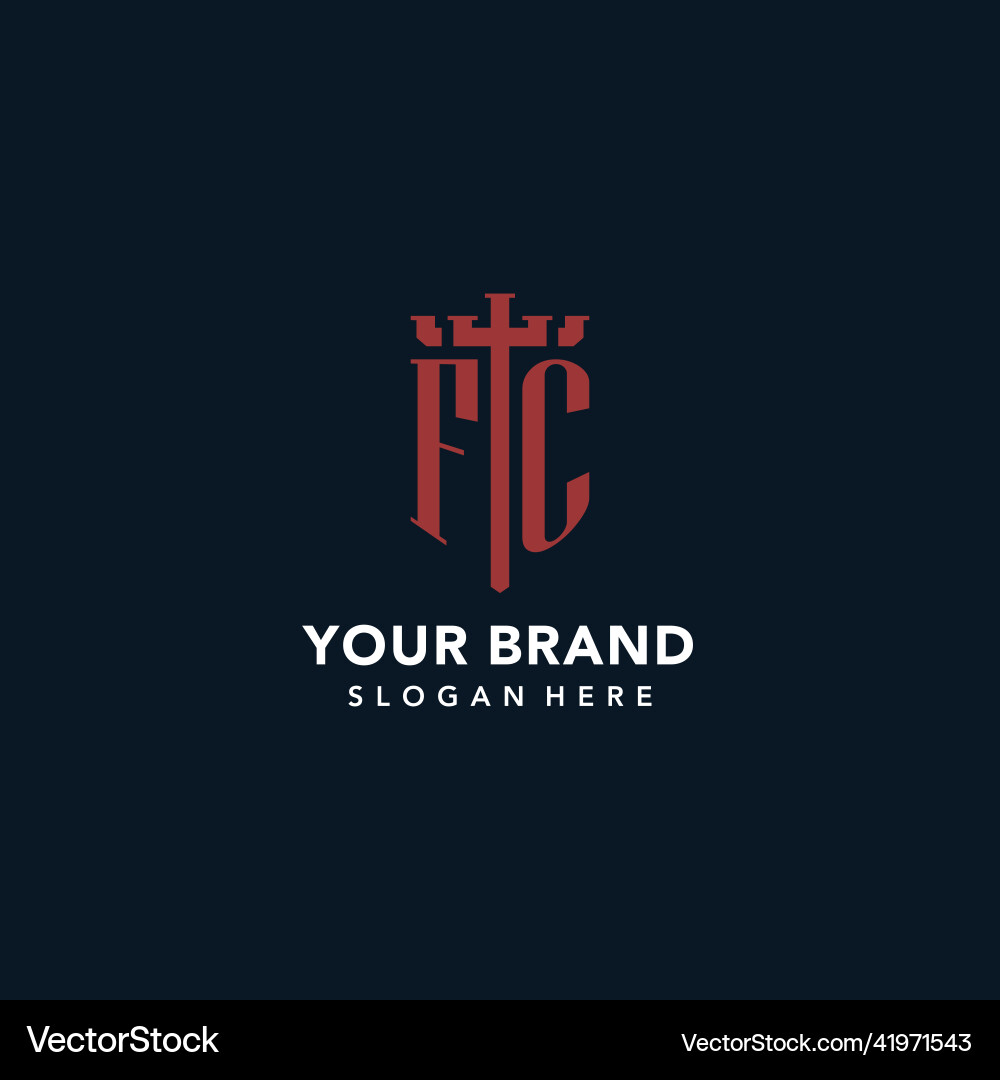 Fc initial monogram logos with sword and shield Vector Image