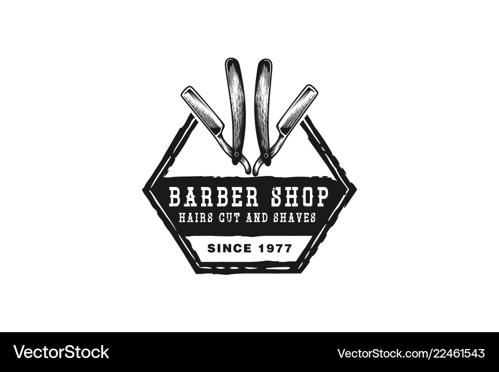 Hand drawn razor blade barber logo designs Hand drawn razor blade barber logo designs vector image