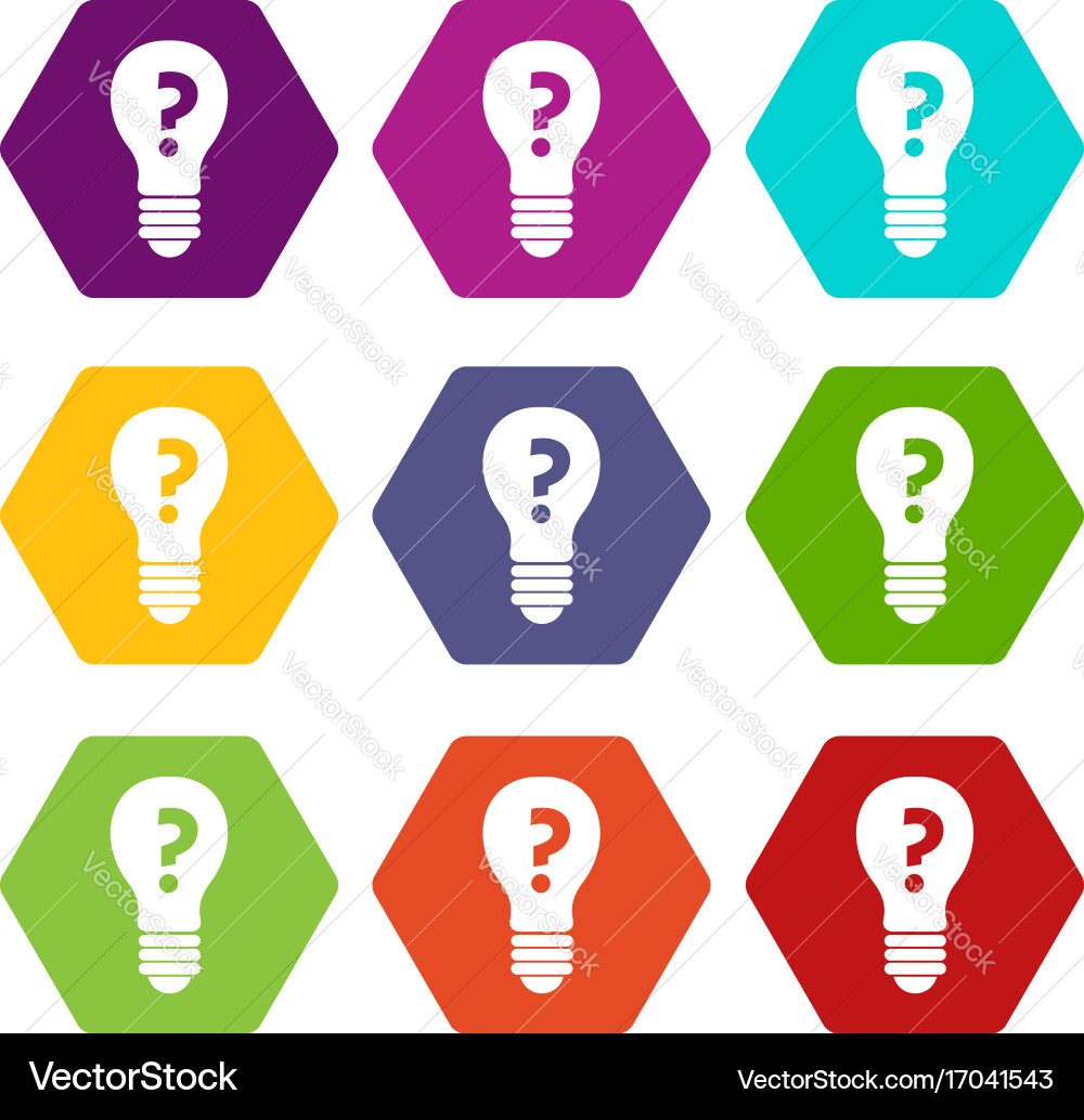 Light bulb with question mark inside icon set vector image