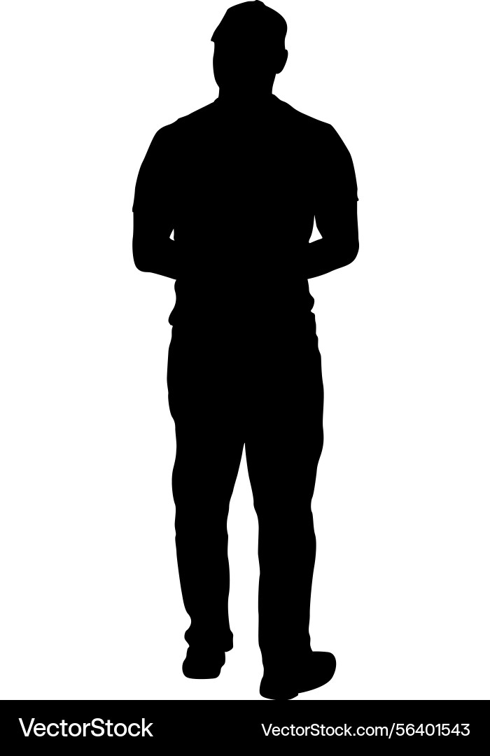 Man walking forward isolated silhouette front view Vector Image