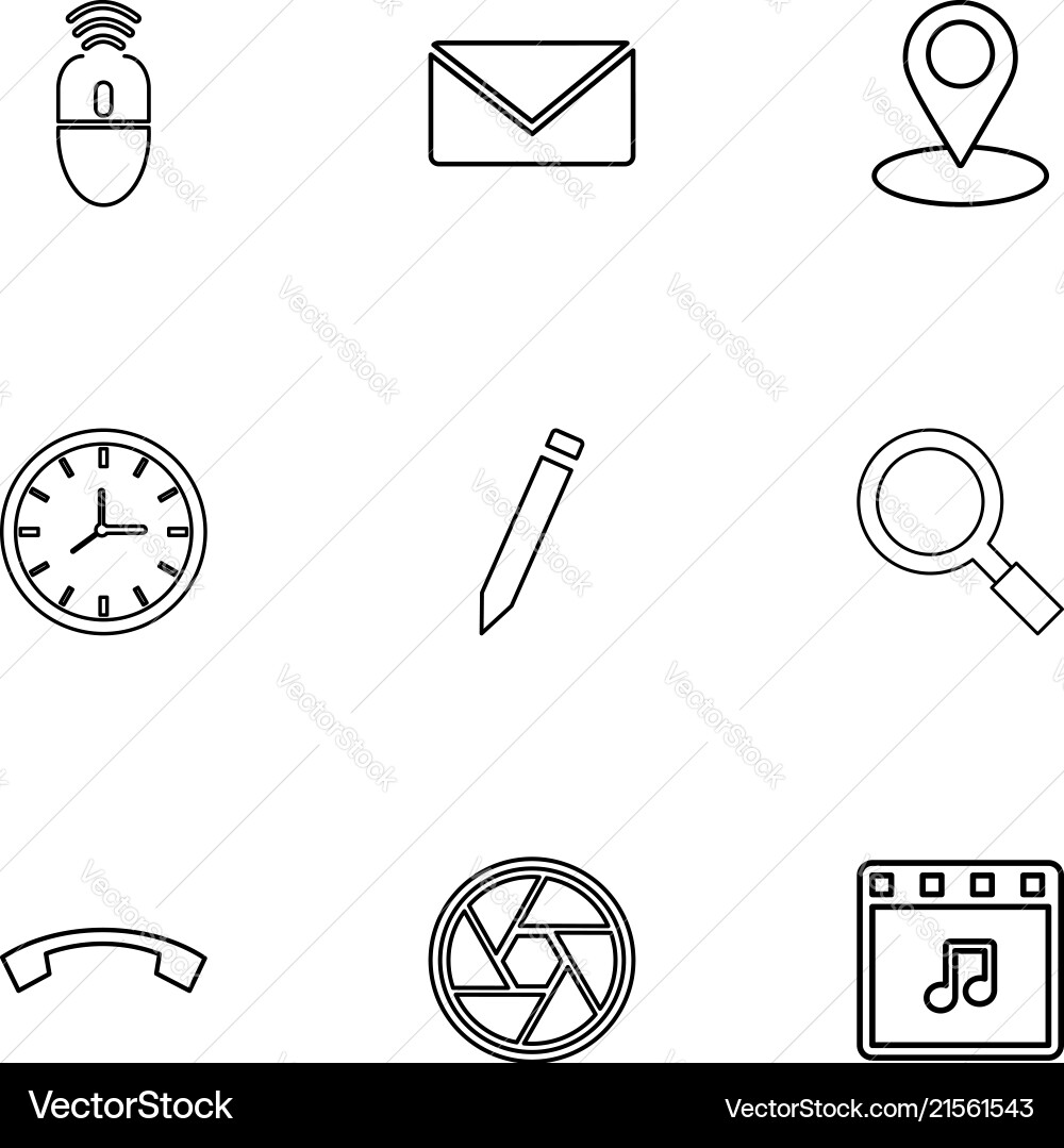 Mouse message navigation search music clock Vector Image