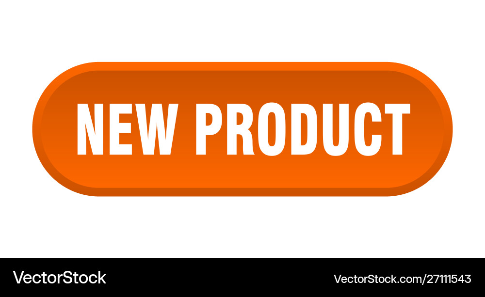 Neuer Produktknopf rund orange Vektorbild